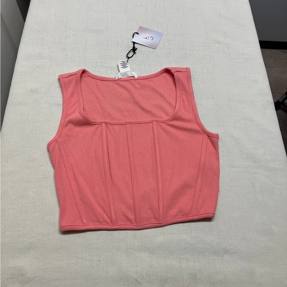 NWT Happily Grey S coral square neck corset tank top - Picture 3 of 11